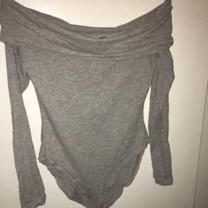 Off the shoulder grey bodysuit